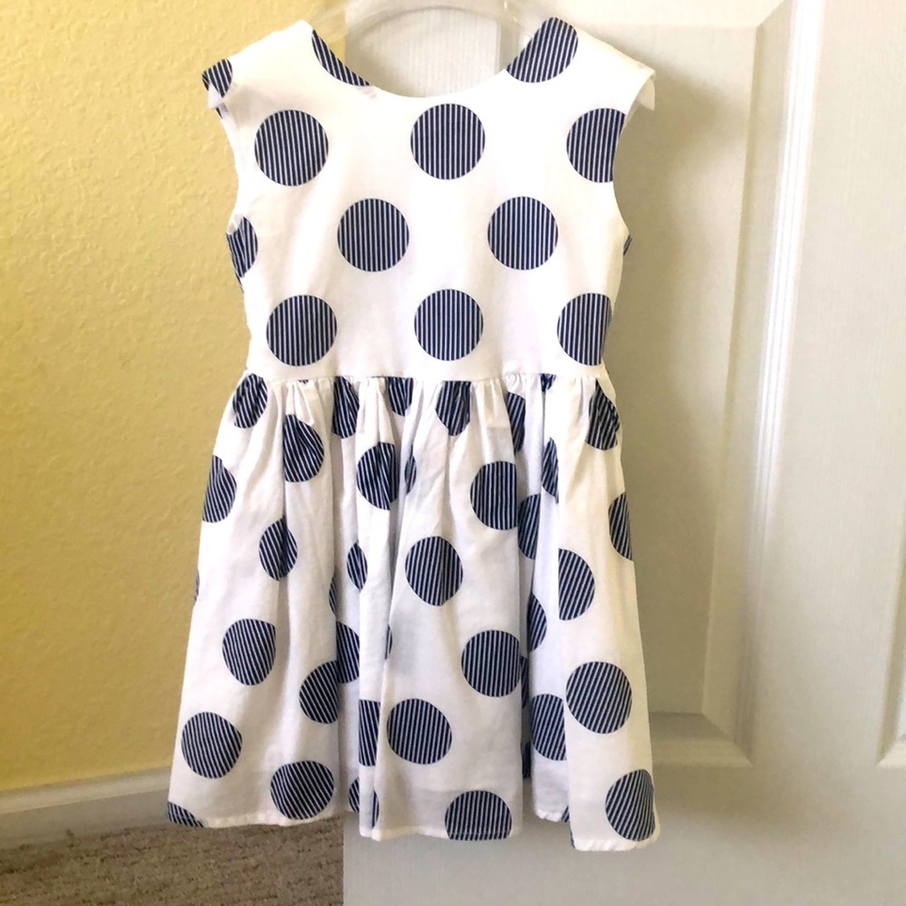 Polka dot dress, blue/white, size 4